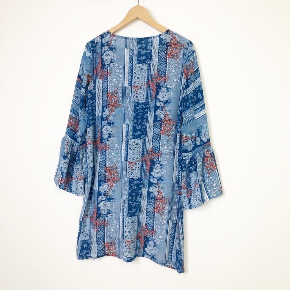 Tolani Blue floral, silk, BoHo mini dress - Picture 10 of 10